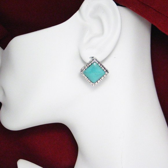 Turquoise Earrings Sterling Silver Womens Jewelry - Picture 4 of 4